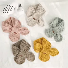 Вязаный шарф, шерстяной нагрудник для мальчиков и девочек, осень и зима, детский однотонный трендовый шарф в виде рыбьего хвоста