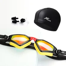 Высокое разрешение водонепроницаемые противотуманные красочные гальванические плавательные очки большая коробка очки с шапочка для плавания ушные вкладыши носовые Spli