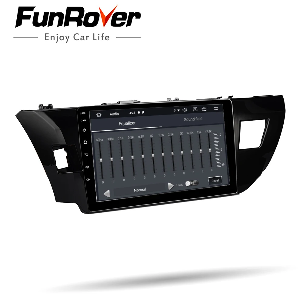 Top FUNROVER android 9.0 IPS+2.5D din car dvd gps multimedia player For Toyota Corolla 2013-16 radio navigation navi stereo RDS wifi 3