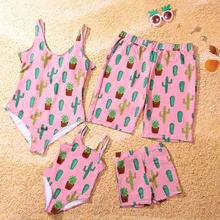 Семейный Купальник Летний Boemian кактус печати бикини комплект купальник мама дочь семья мужчины мальчики пляжные шорты костюм NewDG4