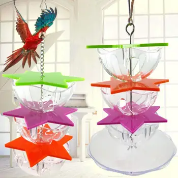Ceny Pet Bird Cage Akcesoria Do Zabawek Wiszące Leczenie Parrot żerowanie Nibble Toy Akrylowe Sześciokątne Wielowarstwowe Pudełko Na żywność żywność Wiele Rozmiarów