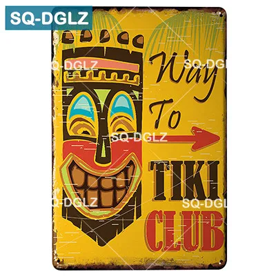 [SQ-DGLZ] TiKi вечерние металлическая табличка декор для паба пляжная жестяная вывеска винтажный Aloha Настенный декор искусство печать плавок плакат - Цвет: 1717