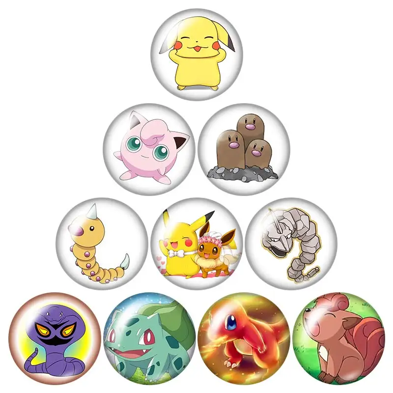 ZB1205 Pikachu Eevee плюшевые джиггггглифы 10 шт. Смешанные 12 мм/18 мм/20 мм/25 мм круглый стеклянный кабошон демонстрационная плоская задняя фурнитура - Цвет: ZB0085