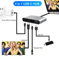 USB Type-C Thunderbolt 3 to HDMI 4K Ethernet Gigabit Adapter USB-C USB 3.0 Hub Converter Type-C PD OTG Hub Adapter for Macbook 2