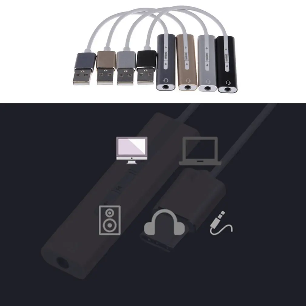  2 in 1 External Sound Card USB to 3.5mm Jack Channel 3D Audio Headset Earphone Microphone Adapter f