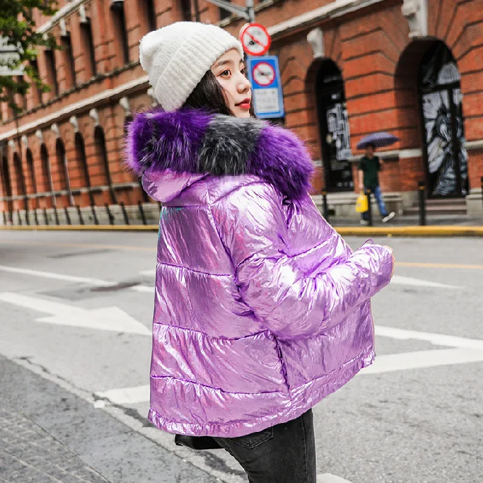 

According to Nalini 19 Autumn & Winter down Jacket Short Large Fur Collar Loose-Fit BF down Coat Cold Cotton-padded Clothes INS
