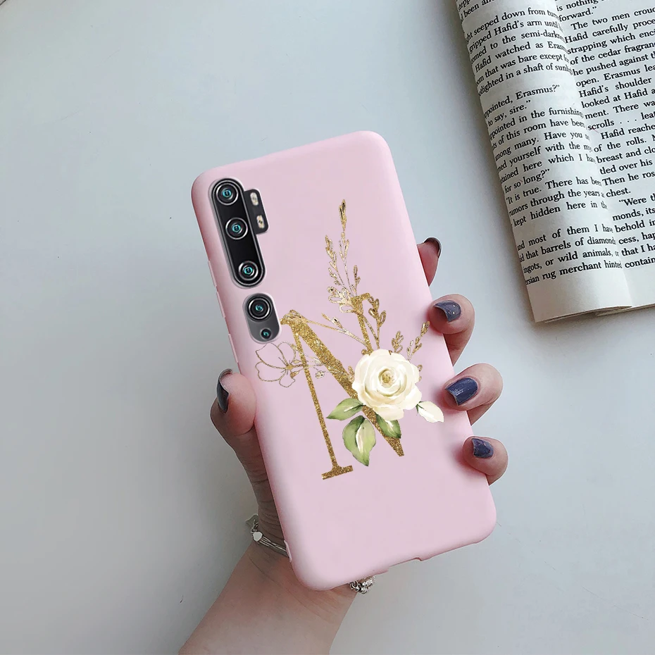 Cute Silicone Back Cover with Letters for Xiaomi Mi Note 10 Series