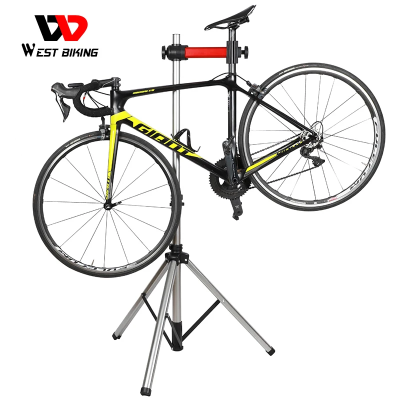 WEST BIKING Portable Bike Repair Stand Adjustable Foldable Bicycle Repair Tools Aluminum Alloy MTB Road Bicycle Maintenance Tool