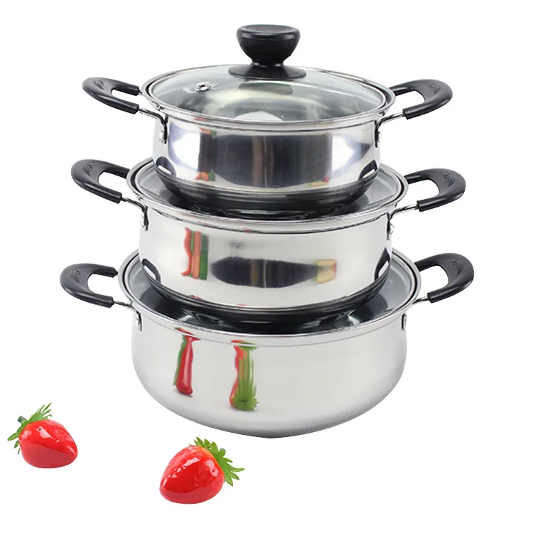 Stainless Steel Soup Pot Dual Handle Multi-Purpose Pot Set Export Foreign Trade li yipinguo 3-8PCS