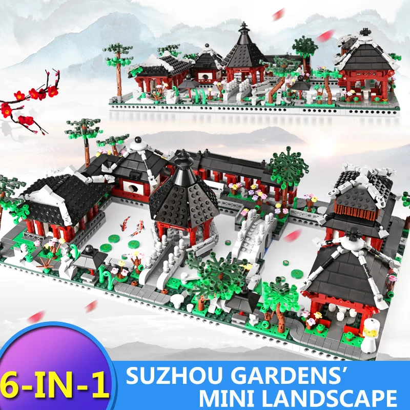 

Yeshin 01110 The 6 in 1 Chinese Suzhou Garden Set Chinese Building Series Model legoing Building Blocks Bricks Toy For Kid Gifts