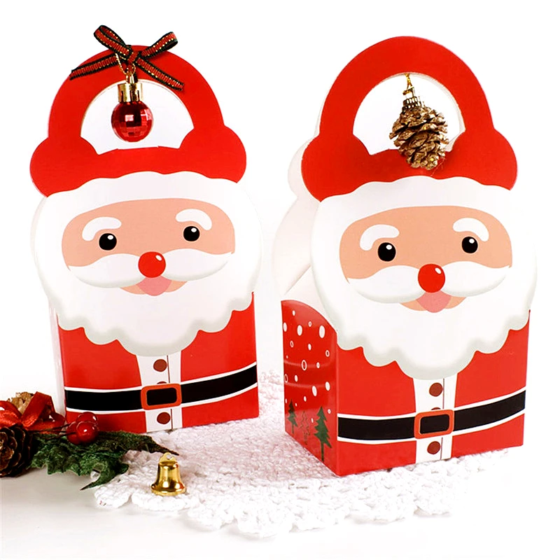 

1Pcs Merry Christmas Tree Decorations Christmas Gift Bags Paper 3D Santa Claus Favour Gift Candy Cupcake Bags Gift Boxes Red,Q