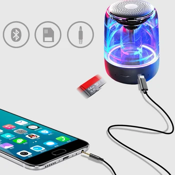 

C7 Portable Bluetooth 5.0 Speaker Transparent LED Luminous Subwoofer TWS 6D Surround HIFI Stereo Cool Audio For Mobile Phone