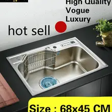 Домашний модный кухонный одиночный корыто, раковина, высокая емкость, для мытья овощей, высокое качество, 304 нержавеющая сталь, 680x450 мм