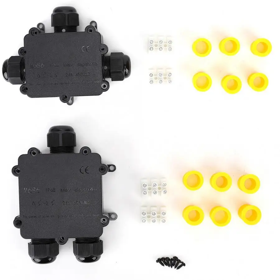 

Plastic Waterproof Cover DIY Project Instrument Case Electrical Enclosure M686 IP68 Outdoor Cable 3-Way T/Y Type Junction Box