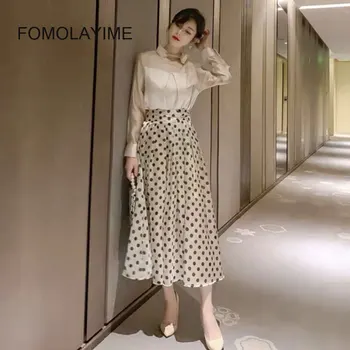 

2020 New Women Sets Spring Fashion Blouse Shirts and Half Skirt Set