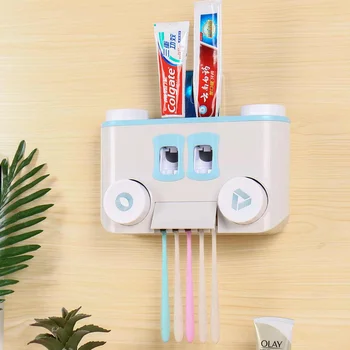 

Automatic Toothpaste Dispenser Squeezer Toothbrush Holder Makeup Storage Rack Hair Dryer Shelf Bathroom Cosmetic Organizer