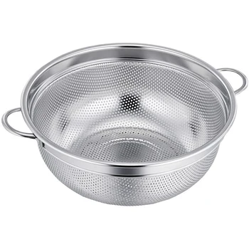 

Stainless Steel Micro-Perforated Dishwasher Safe Compact Colander Food Strainer with Solid Handles