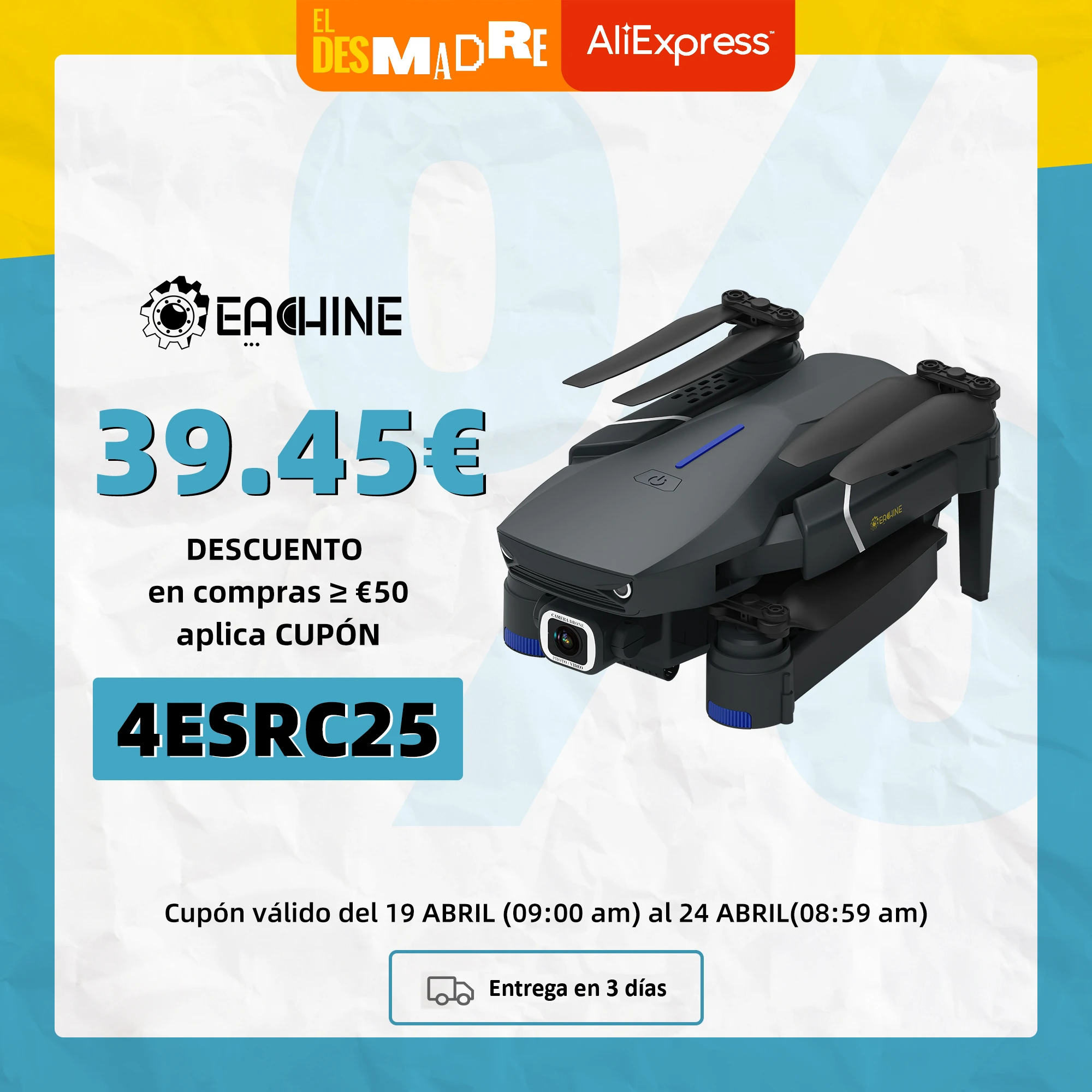 Eachine-Drone quadricóptero E520S RC, câmera HD 4K, GPS siga-me, helicóptero quadrotor, brinquedo dobrável profissional RTF com 5G, wifi FPV e lente grande angular