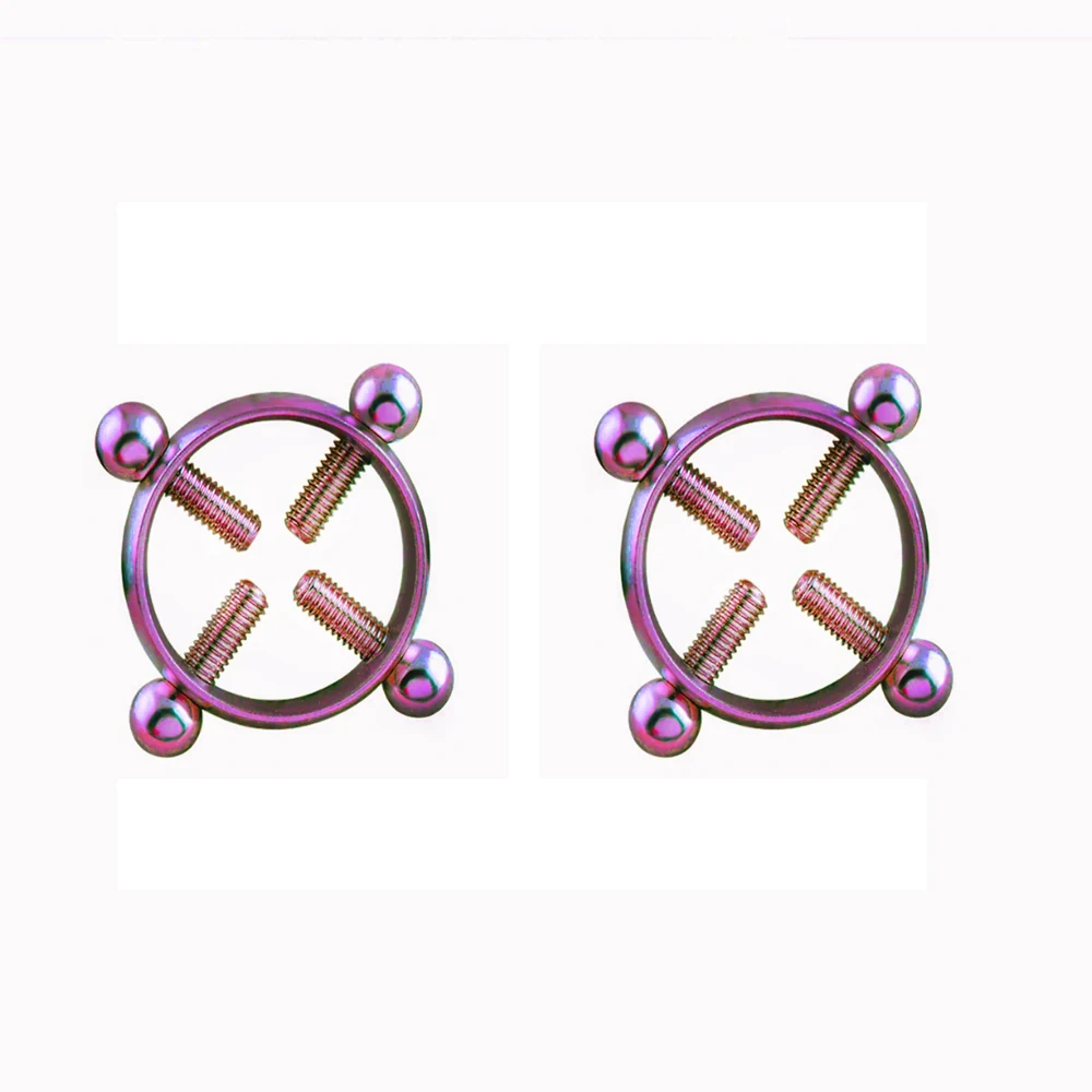 2pcs Multi color 1 шт круглый не-пирсинг для соска кольцевой щит пирсинг ювелирные изделия без никеля поддельные пирсинг 316L хирургическая сталь - Окраска металла: 2pcs Multi color