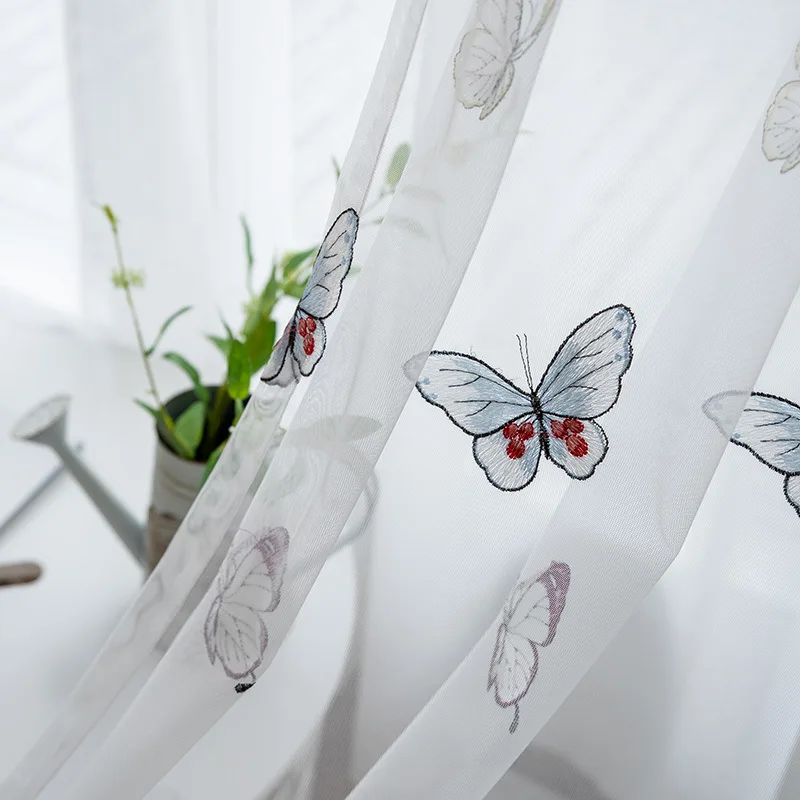

Colorful Butterfly Embroidered 3D Curtain for Kids Girls Bedroom Living Room Window Screen Cartoon Children Tulle Curtain WP431