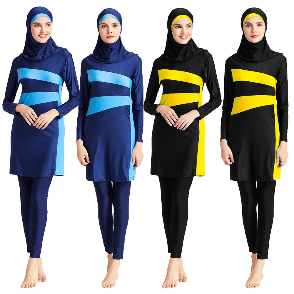 Modesty Burkini Muslim Women Full Cover Swimwear Islamic Swim Surf Beach Wear Arab 3pcs Swimsuit Top + Pant Costume Bathing Suit Modesty Burkini Muslim Women Full Cover Swimwear Islamic Swim Surf Beach Wear Arab 3pcs Swimsuit Top + Pant Costume Bathing Suit