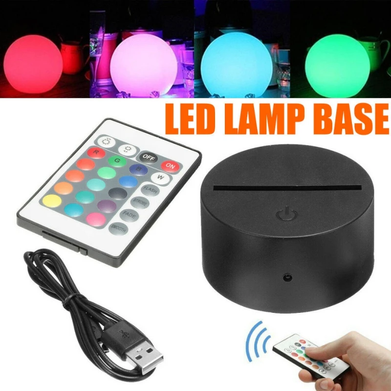 

Home room decoration Led lamp base USB Touch switch Remote Control Night Light Acrylic 3D Led night lamp holder Assembled Base
