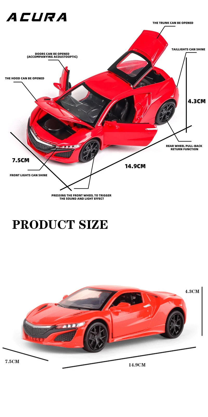 1:32 Acura NSX Diecasts& Toy vehicles сплав модель автомобиля литье под давлением высокая симитация автомобиль игрушки для детей Подарки для детей