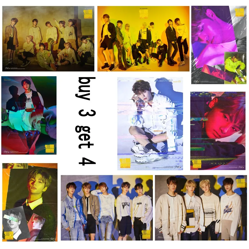 Постеры из желтого дерева Kpop Stray Kids прозрачное изображение украшение для спальни