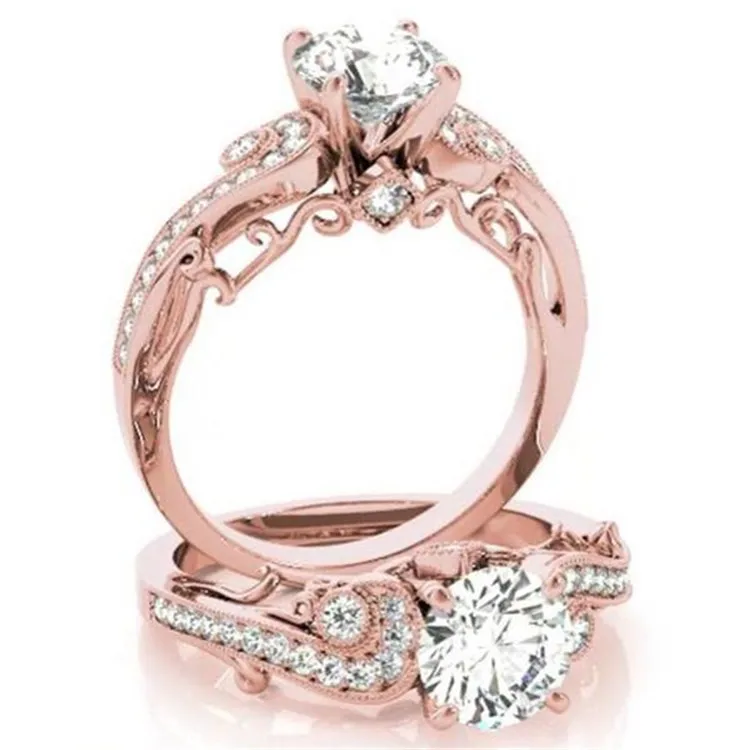 14 к розовое золото VVS1 бриллиантовое кольцо для женщин Anillos De Bizuteria Bague Etoile чистый драгоценный камень 14 к розовое золото 2 карата коробочка для кольца с бриллиантом