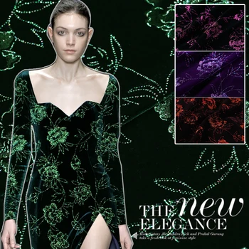 

High-Grade Gilded Silk Fleece Fabric Mulberry Silk Velvet Fashion Dress Cheongsam Fabric Flocking Gilded Velvet/0.5M