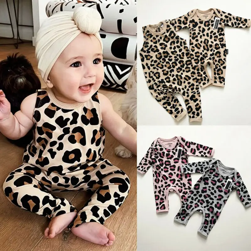 Новинка года; одежда для малышей хлопковая одежда для малышей комбинезон с леопардовым принтом Одежда для новорожденных мальчиков и девочек 3-24 месяцев; комбинезон