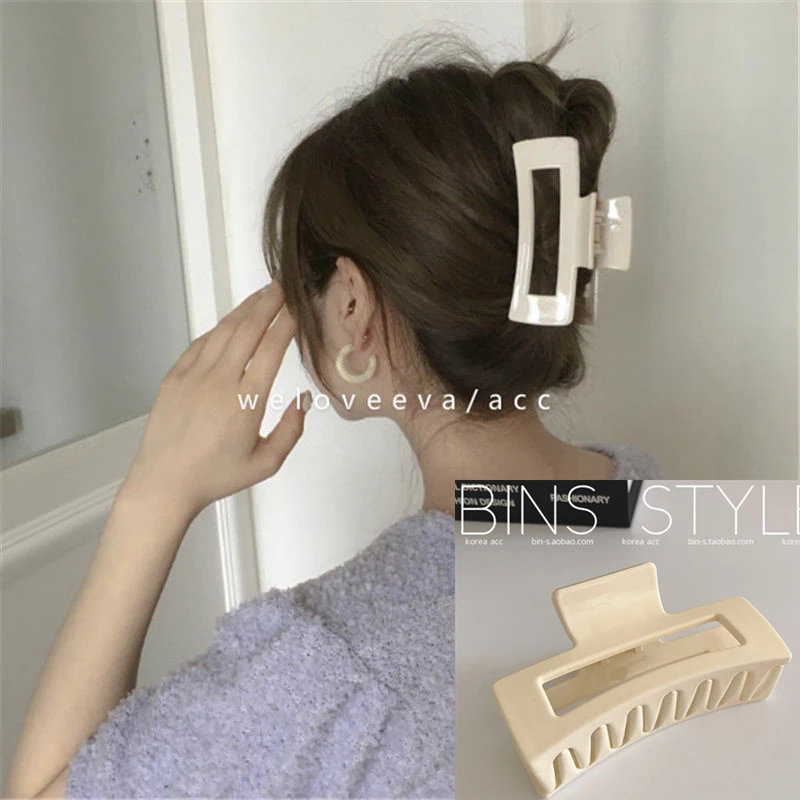 

2020 10.2CM Ponytail Holder Hair Claw For Women Big Size Geometric Hollow Out Rectangle Crabs For Hair Freely Style Hair Clips