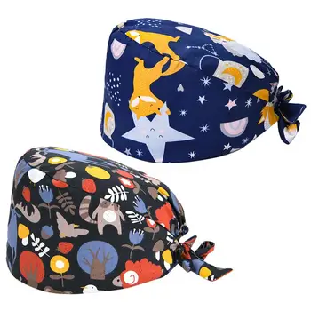 

2pcs Hair Color Caps Hair Bonnet Sweat Absorbing Hat Lace-Up Strap Cotton Cap Adjustable Head Warp Breathable Cap