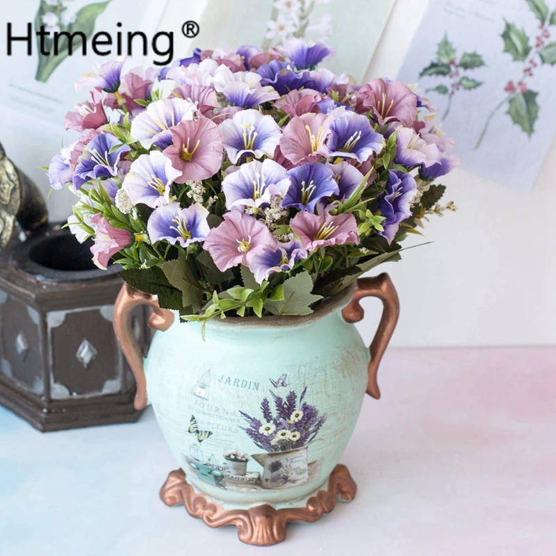 ArtificialMorningGloryFlowersBouquetBellflowerSilkFlowerHome