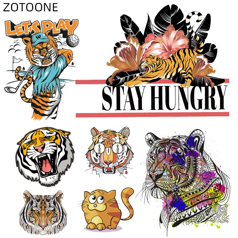 ZOTOONE письмо наклейки с тигром железа на патчи для детей Одежда и аксессуары