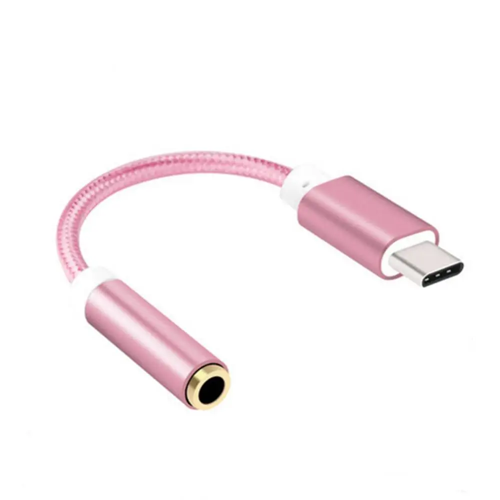 AUX Audio Cable USB Type C to 3.5 Earphone Adapter Type-C to 3.5mm Headphone Converter For Samsung S9 S8 Huawei P20 USBC Adapte - Цвет: pink