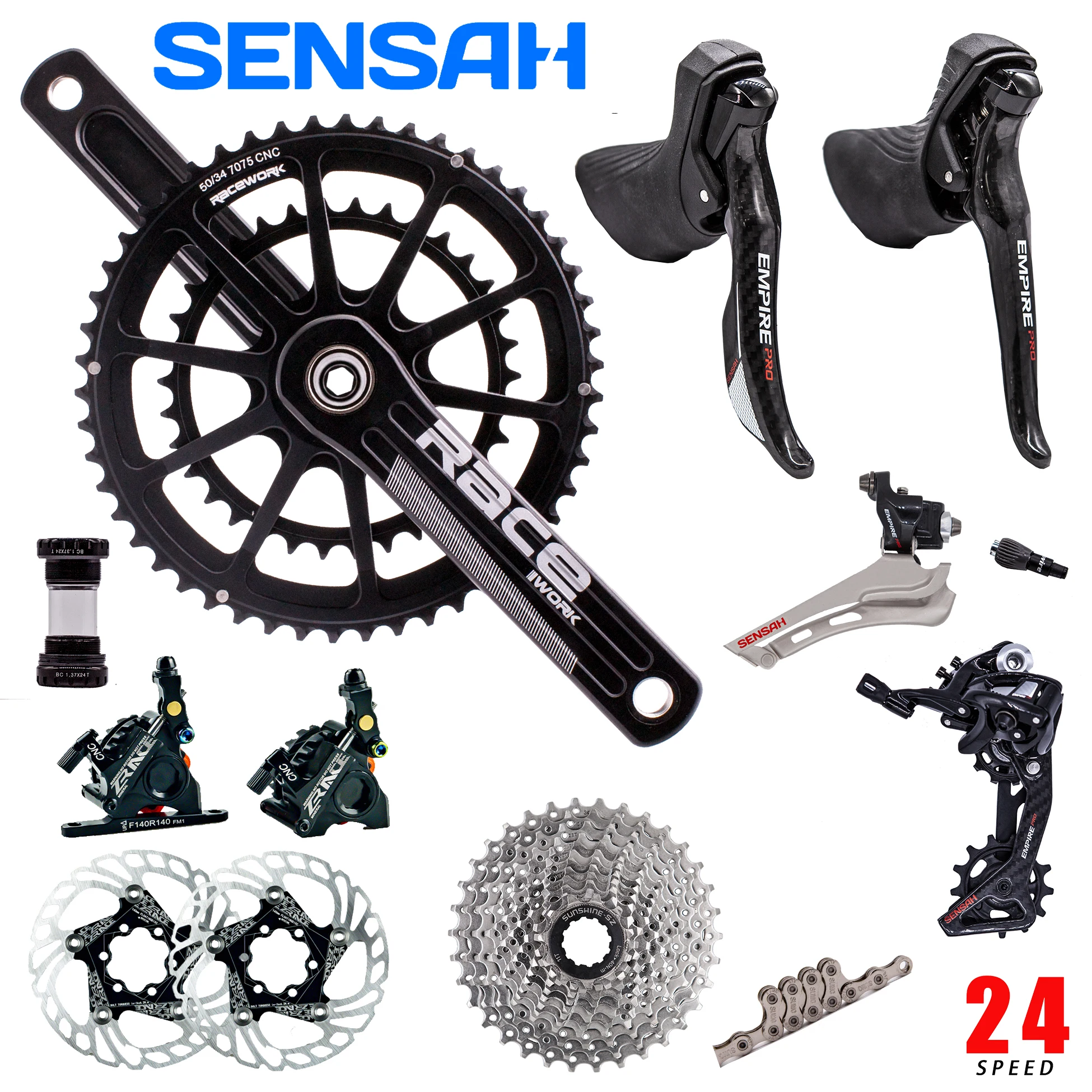 SENSAH Империя PRO 2x12 Скорость Road указано комплект кривошипно кассета с цепью