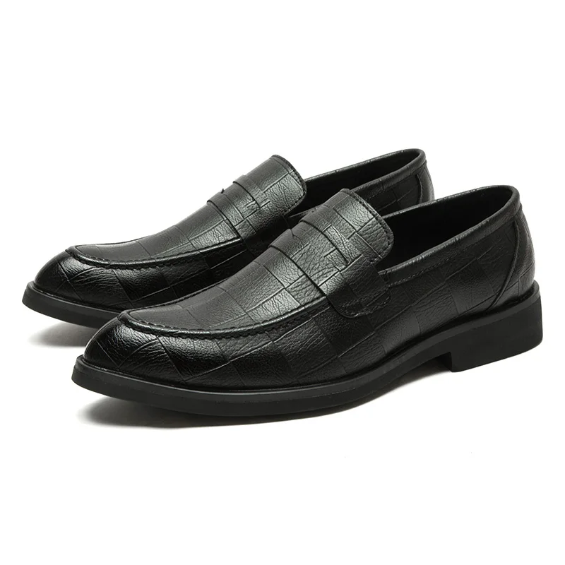 

Comfortable Men’s Penny Slip On Loafer Luxury Checkered Pattern Soft Leather Driving Style Moccasin Shoes for Wedding Size 6~10