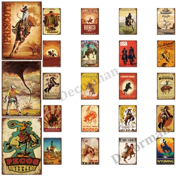 

[ Mike86 ] Cow Boy Girl West Texas Metal Sign Vintage Wall Posters iron Painting Gift art decor for Bar LTA-1759 20*30 CM