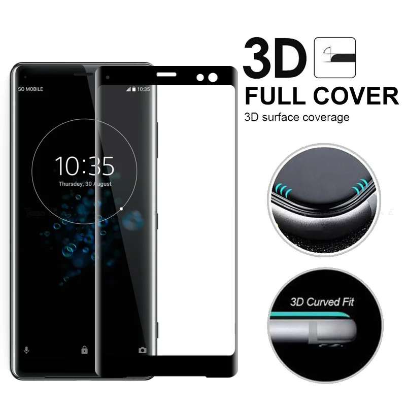 3D Curvy Full Edge Tempered Glass For Sony Xperia 8 5 10 Plus XZ4 XZ3 XA2 Ultra XZ1 Compact Screen Protector Protective Film | Мобильные