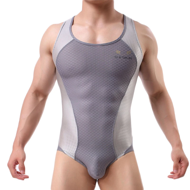 

Sexy Mens Undershirts Bodysuit Sports Jumpsuits Gay Wrestling Singlet Seamless Leotard Bulge Pouch Boxers Men Underwear Overalls