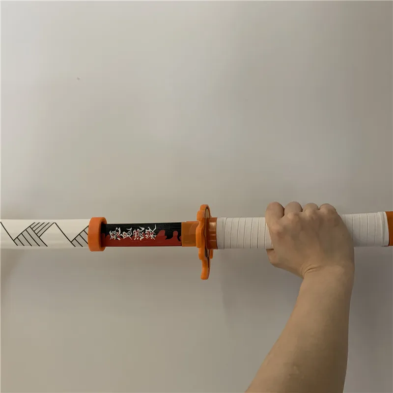 Amante 80cm demônio slayer espada arma rengoku kyoujurou fogo branco sowrd  kimetsu não yaiba cosplay 1:1 ninja espada de madeira anime - AliExpress