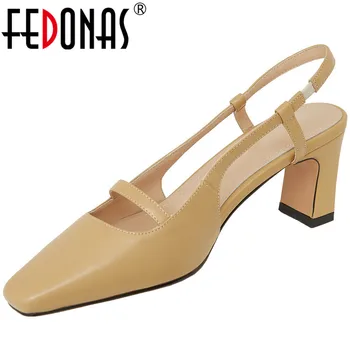

FEDONAS High Quality Women Shoes Cow Leather New Party High Heels Pumps 2020 Spring Summer New Sweet Casual Slip-On Shoes Woman