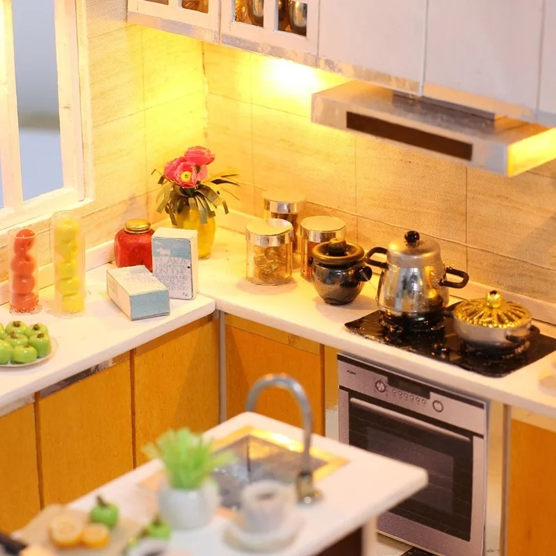 IiE CREATE кукольный домик K032 Livable миниатюрный DIY набор с подсветкой и пылезащитным покрытием кукольный домик для детей DIY подарки