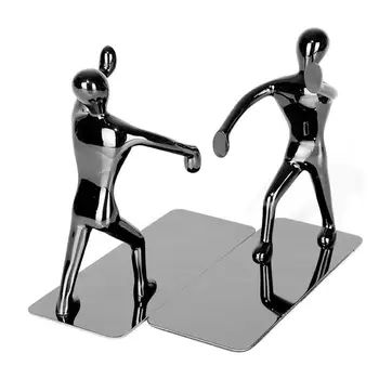 

1 Pair Metal Kung Fu Man Figurines Miniatures Sculpture Bookend Desktop Book Stands Study Home Office Decoration