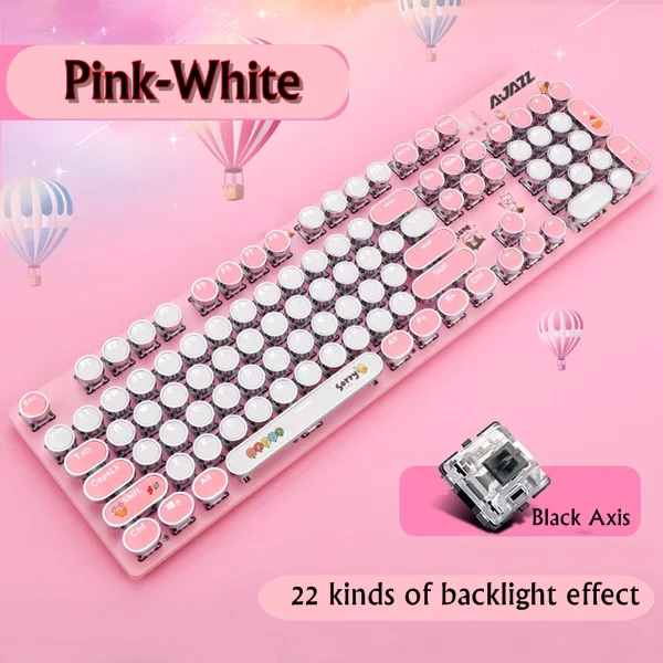 Ajazz стимпанк розовый милый мультфильм USB Проводная Esport механическая клавиатура антипривидение ключи с различными светильник - Цвет: Olive