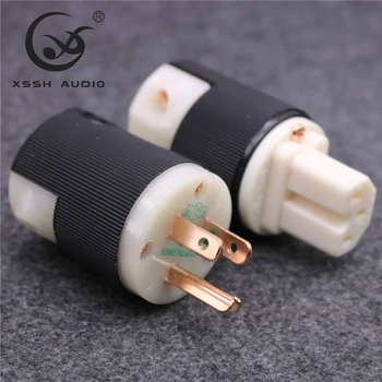 

XSSH audio YIVO HIFI DIY Brass US connector Audio hospital grade IEC female American Standard male power plug connector