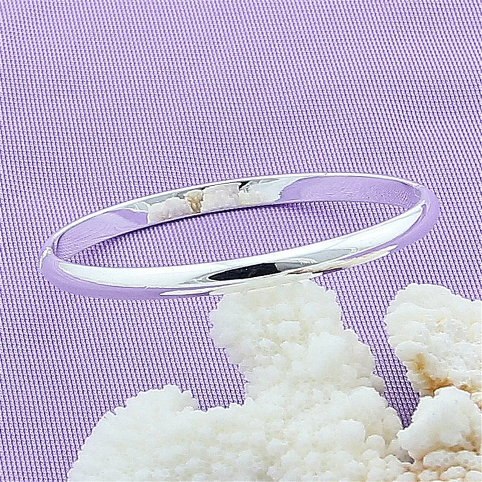 925 Sterling Silver Smooth Solid Bracelet Bangles For Women Men Charm Party Luxury Jewelry