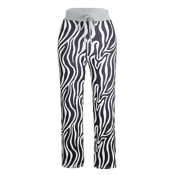 

Zebra Pattern Print Casual Wide Leg Pants Women Fashion Printing Loose Long Trousers S-5XL New Arrival Spring Summer Pants Women