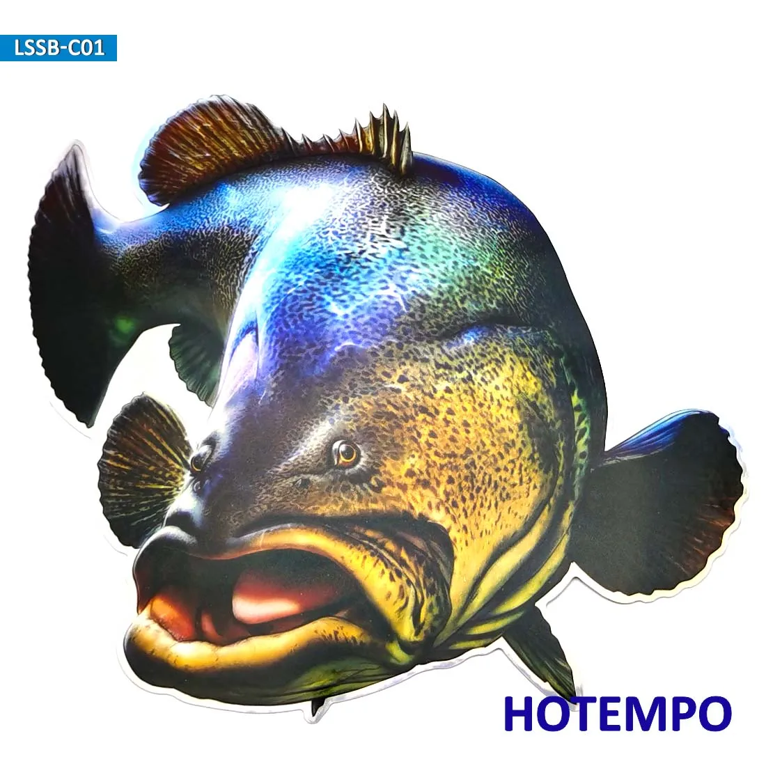 20cm Big Size Laser Dazzle Light Large Mouth Bass Giant Grouper Fish Fishing Stickers Boat Car Styling Waterproof Decal Stickers